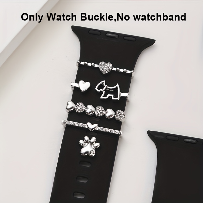 1 Set Women's Elegant Dog Lover Smart Watch Band With Paw Clasp & Push-button Closure - Interchangeable Charms (paw, Heart, Bone, Paw Print, Paw Print With Heart