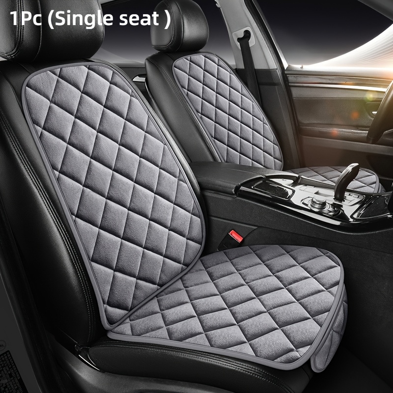 TEMU 1 stuk Voorste Enkele Autostoel Kussen, Nieuw Autostoel Kussen met Diagonaal Geruit Design, Pluche Materiaal, Comfortabel en Warm, Eenvoudig te