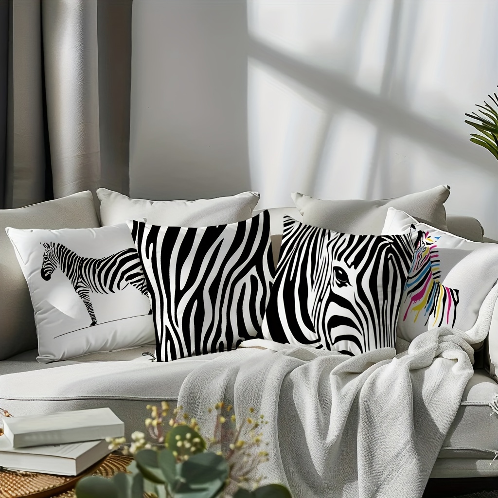 

4pcs Texture Printed Bedroom Sofa Pillowcase,