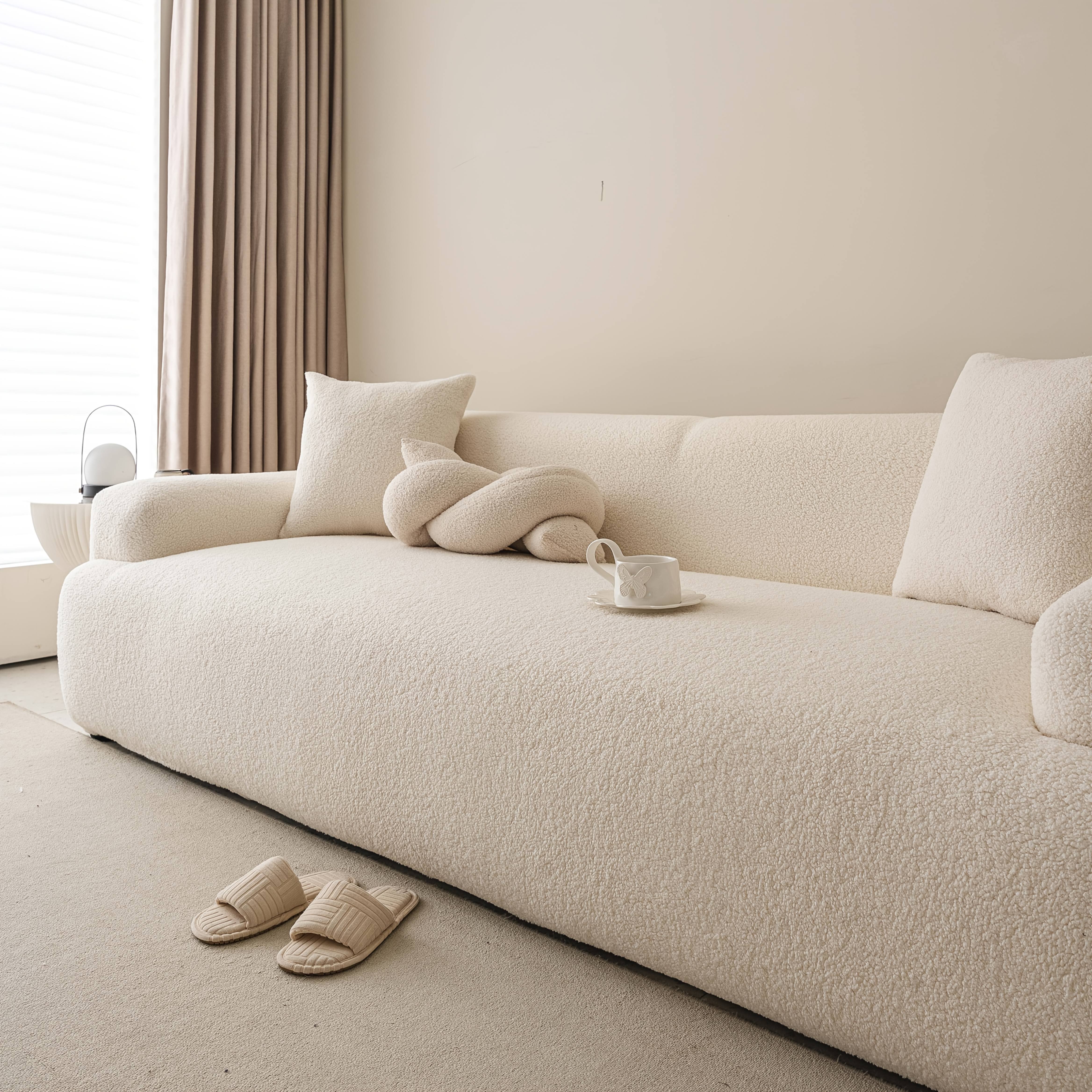 TEMU 1pc High-elasticity Sofa Cover With 360Â° Full-wrap Design, -friendly Stretchable Furniture Protector, Simple Solid Color With Foam Fixing Strips