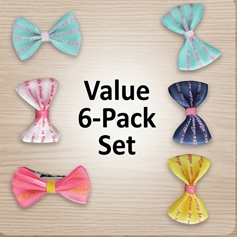 Printed Pet Hair Clip Bow Dog Hair Accessory Set 6pcs
