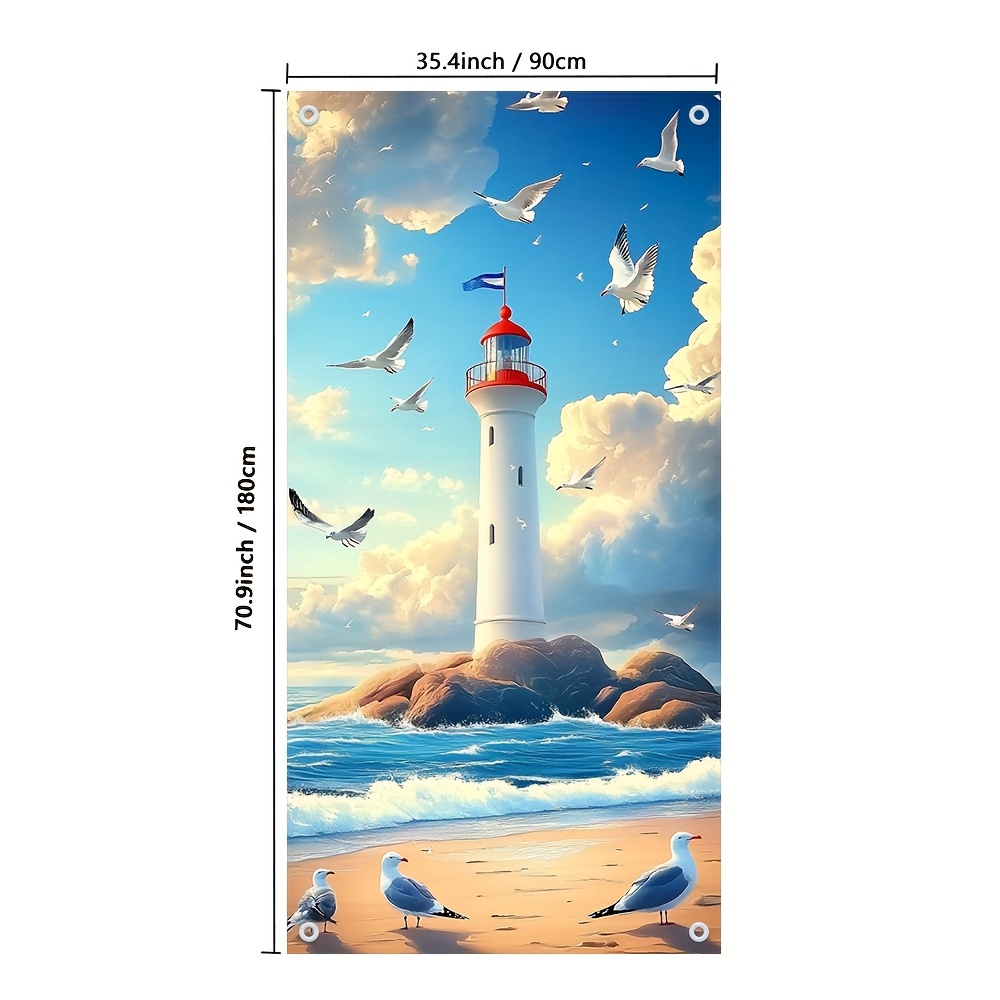 E-shop 2D Türbanner 1 Stück Sommer Strand Türbanner - Langlebiges 100% Polyester Festliches Türflagge, Kein notwendig, 35,4 x 70,9 Zoll, Ideal für