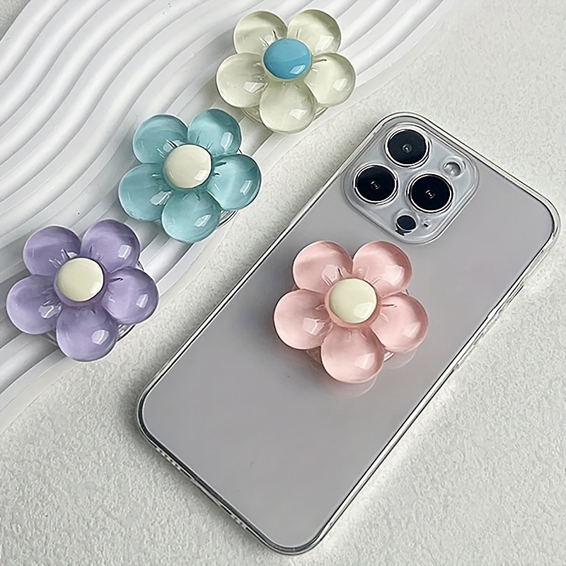 

Flower Retractable Mobile Phone Handle - Transparent Resin Folding Mobile Phone Holder