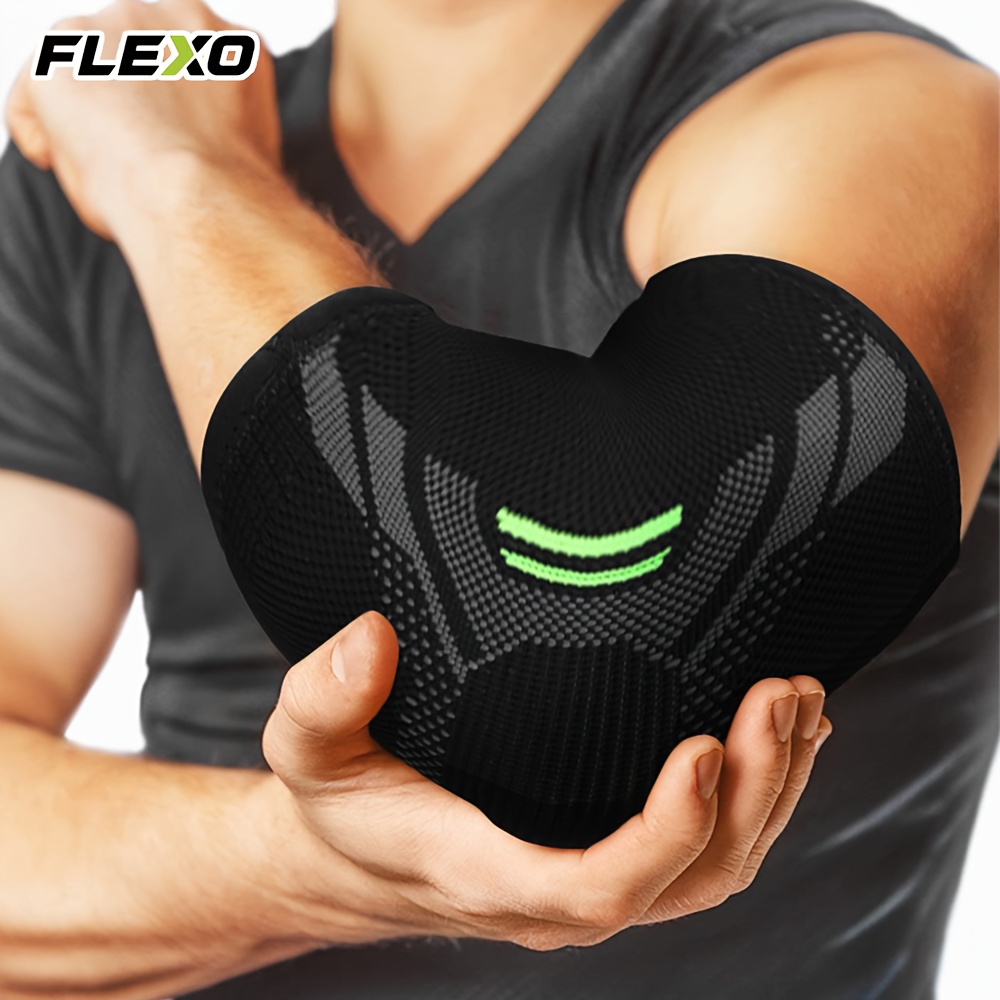 Set of 2 Breathable And Elastic Sports Elbow Sleeves - Lightweight And Snug Fit Enhances Flexibility in Sports, Featuring a Vibrant Striped Design.