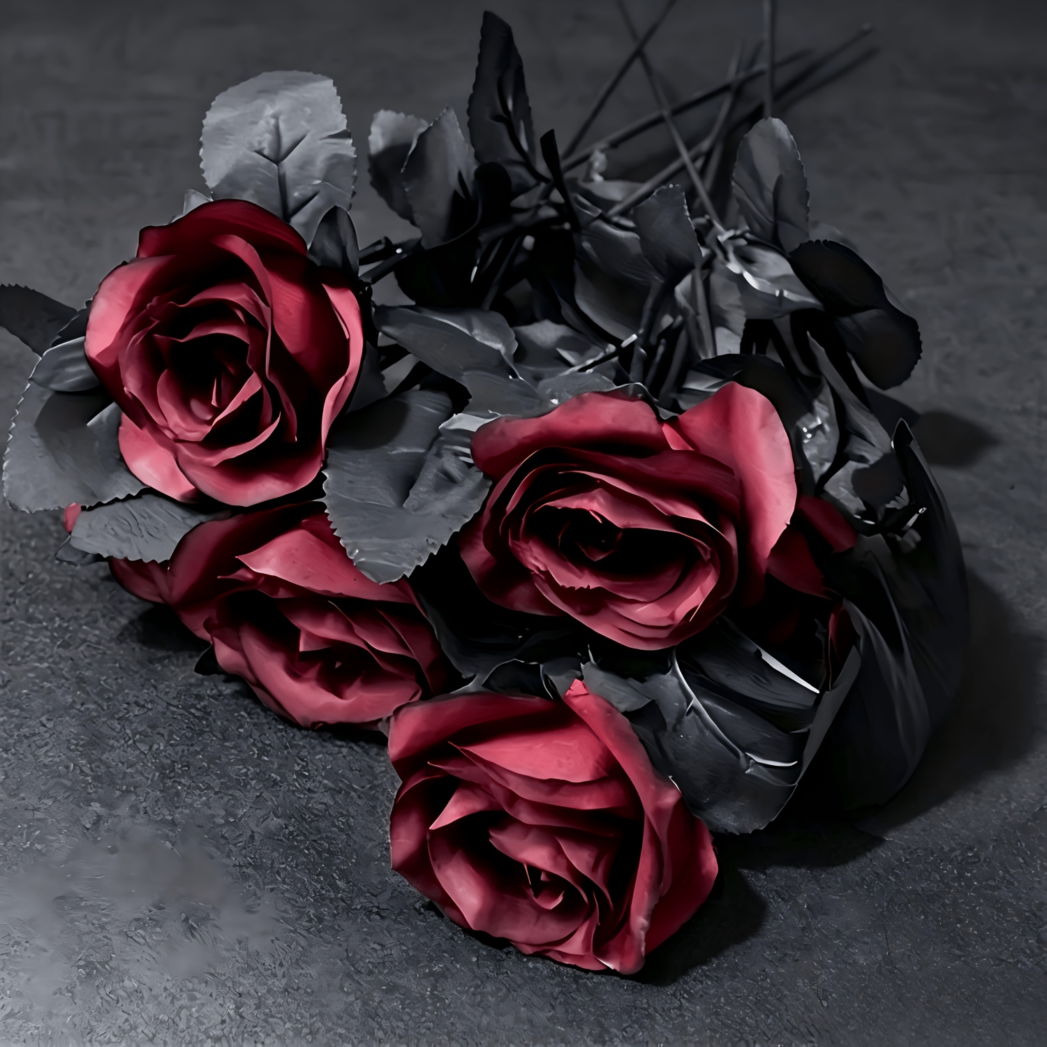 4pcs Halloween Simulation Wine, Red Roses, Dark Gothic Style Decorative Bouquets, Party Scenes, Props, Holiday Atmosphere, Ornaments, Cloth Materials, Lasting Gifts, .