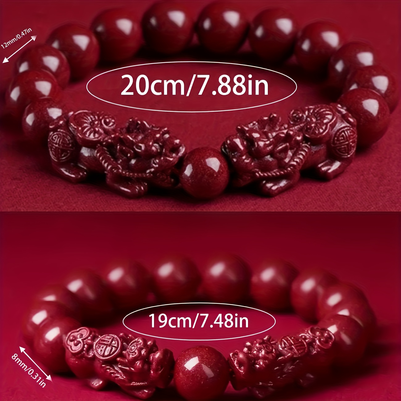 E-shop 2er-Set Glückspixel-Armbänder für Paare, und Frieden - Shui Rote Zhu Sha Schmuckstücke, perfektes Geschenk für Liebende, Freunde und Familie