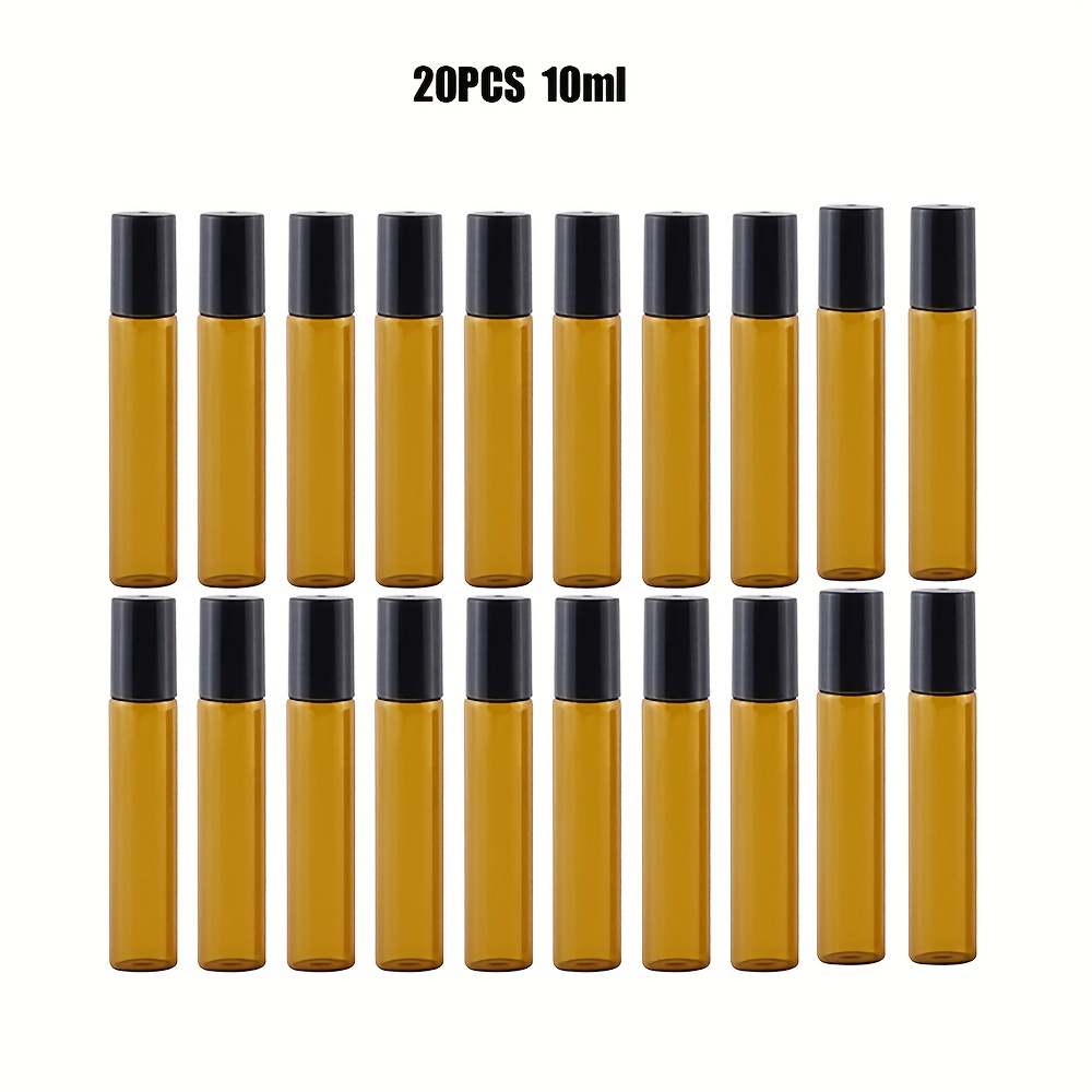 Image of 20pcs 5/10ml Amber Roller Ball Oil Bottle Empty Perfume Roller Ball Refillable Liquid Container Makeup Tools
