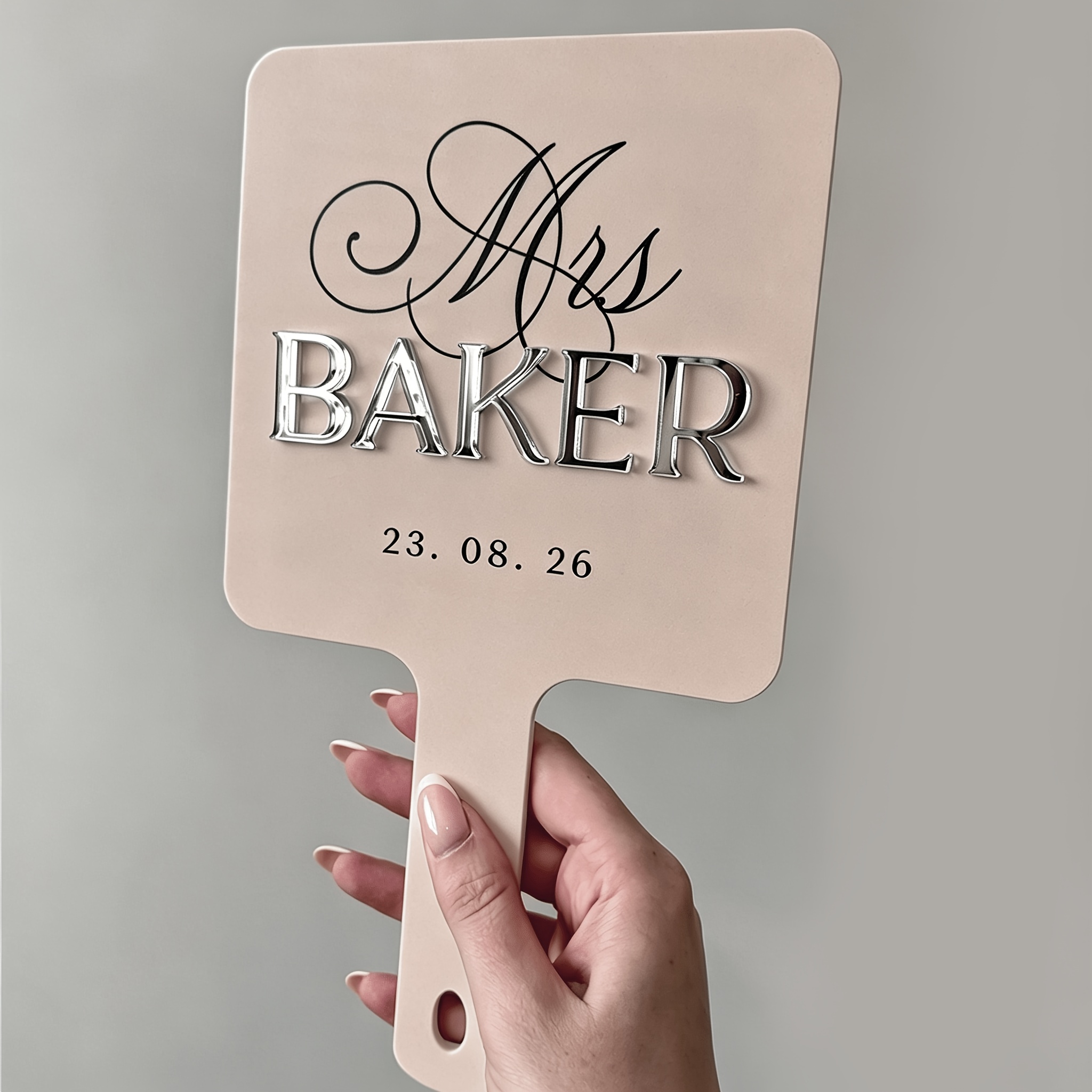 TEMU [customizable] 1pc Customizable Hand Mirror, Logo Tool Hand Mirror, Custom Wedding Gift For Brides-to-be, Wedding Party Souvenir, Mirror, Gift