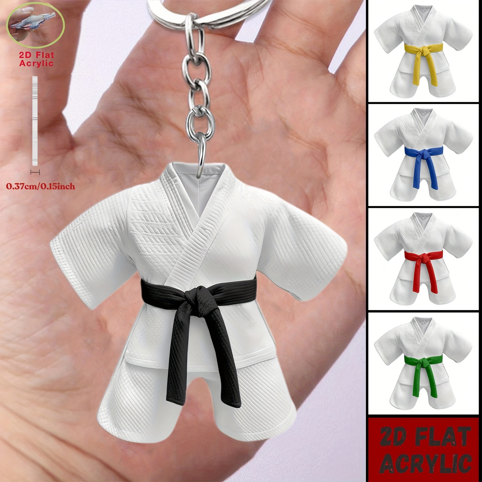 TEMU 2d Flat, 2-d Flat Design, 5pcs Set Of Creative Taekwondo Apparel, Perfect For Phone Charms, Car Fan Charms, Backpack And Wallet Decorations, An