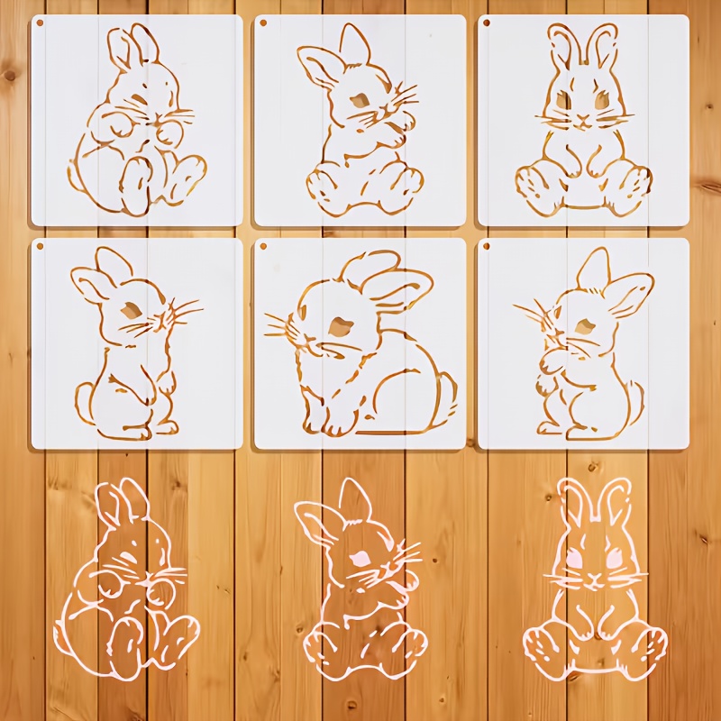 6pcs Easter Bunny Template Set, 10.01cm - Designs For Handcrafting, Wall Decor, Egg Decoration, Party Arrangements, Scrapbooking, And Card Design