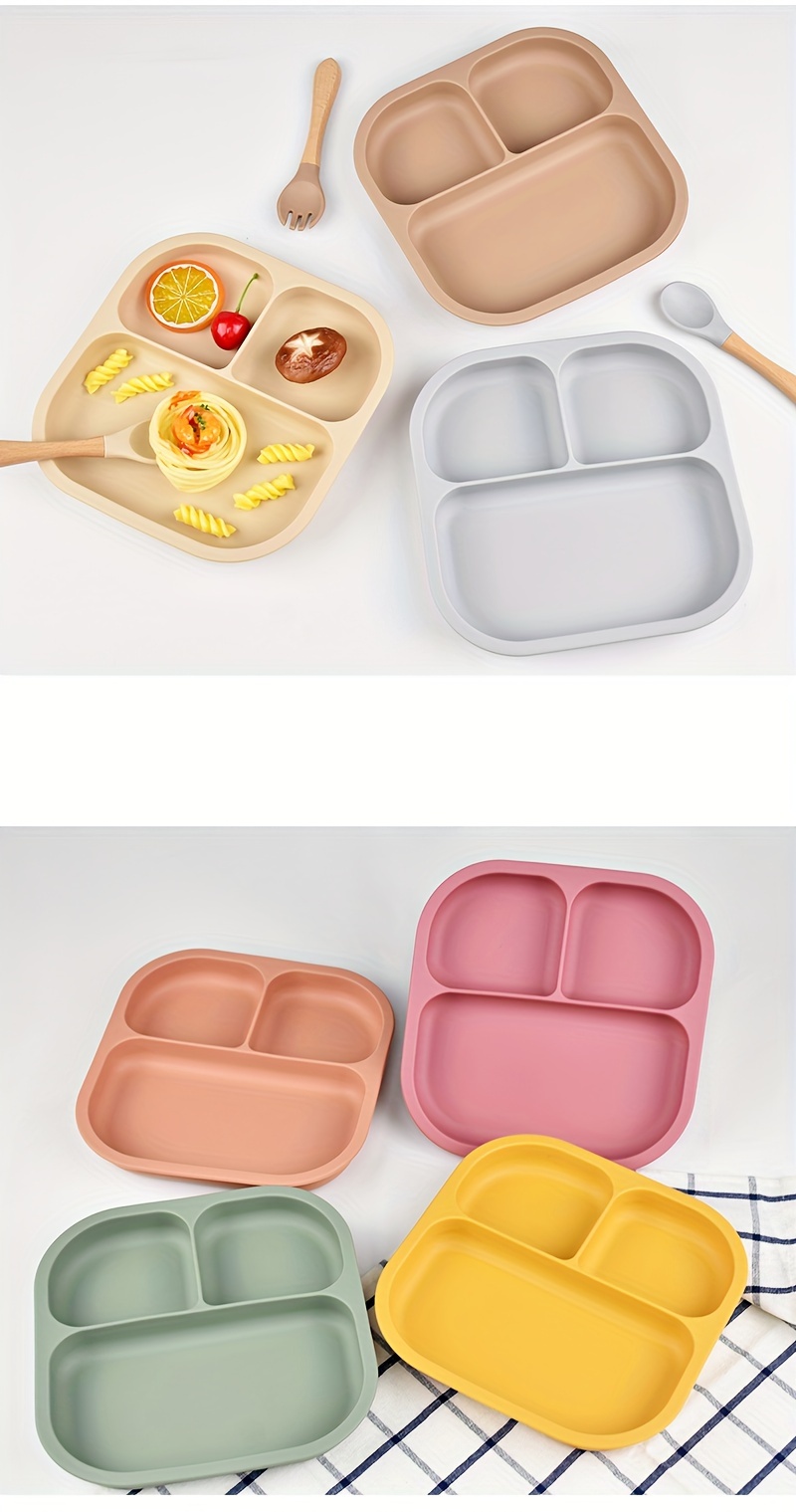 bpa free silicone square food tray for babies 4 compartments suitable   0 3 with non   details 2