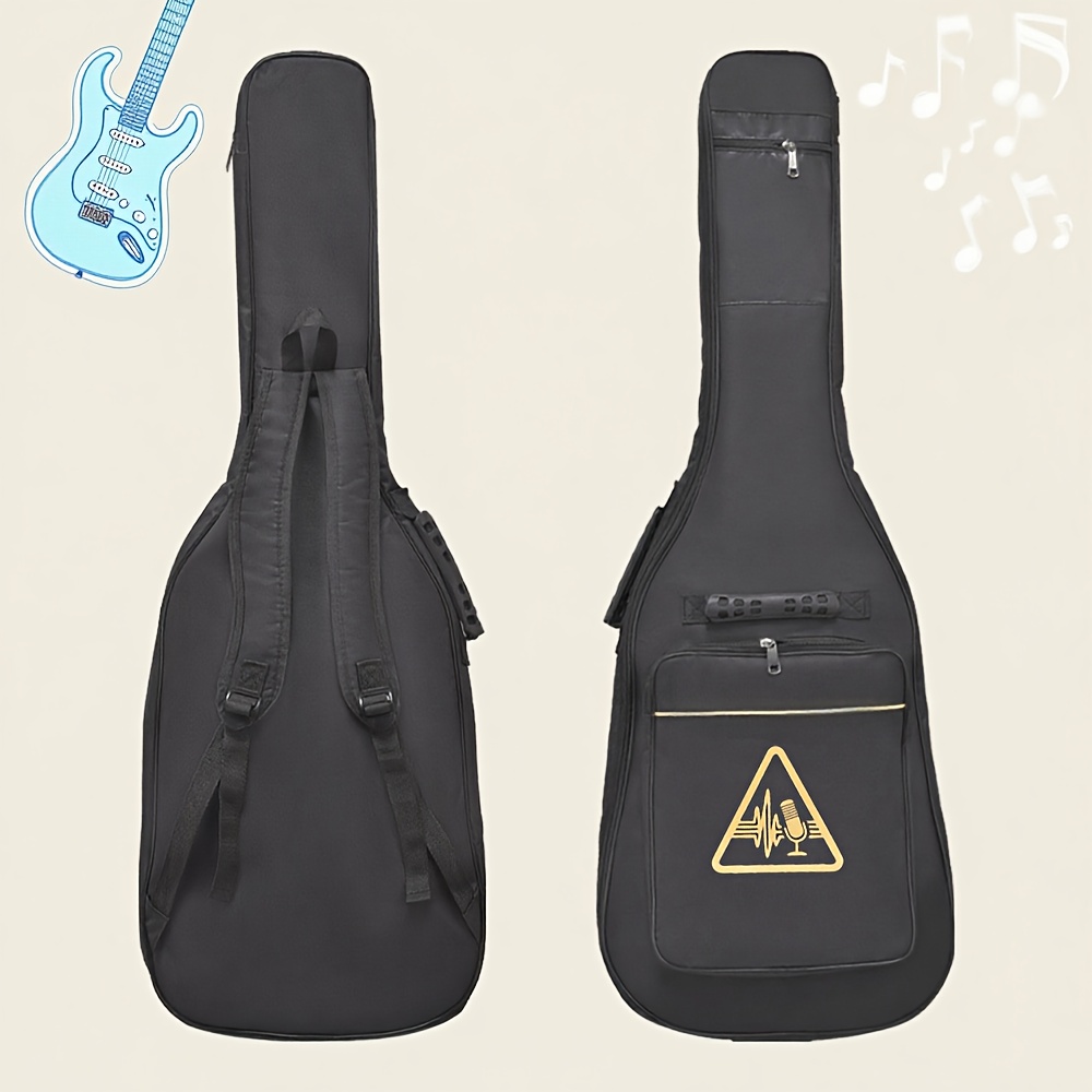 Temu This High-Quality Acoustic-Electric Guitar Case Is Constructed From Tough Oxford Material. It Includes A Cushioned Section. Designed In Black,-image