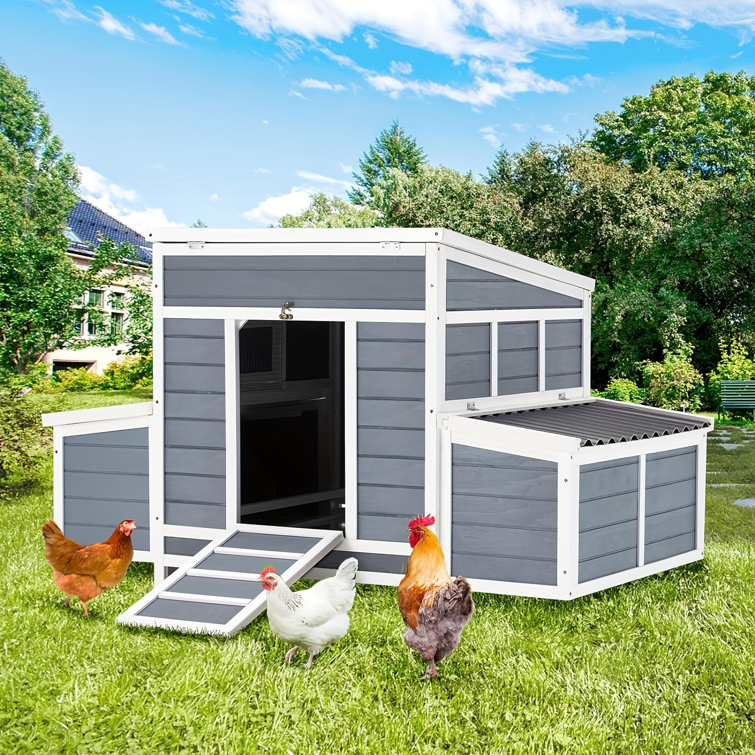 

Yodolla 56" Large Chicken Coop Wooden Chicken Cage Hen House, Outdoor Yard Poultry Pet Hutch For Small Animal Coops With Nesting Box