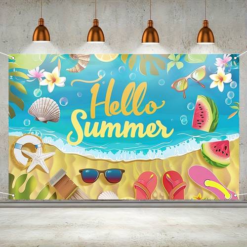 1pc, Summer Banner, Summer Backdrop Cloth, Party Atmosphere Decoration, Summer Banner Decoration, Summer Party Banner Decoration (71x43inch)