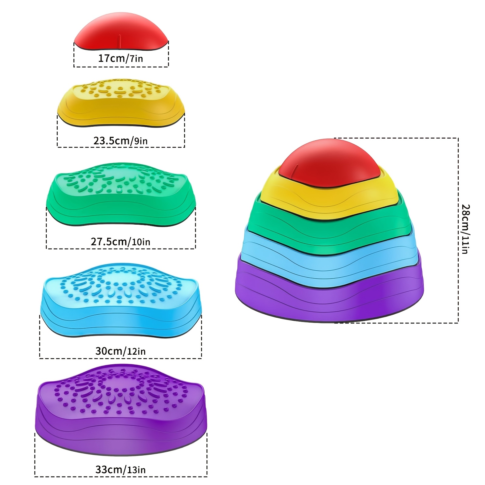 Image of Set Of 5 Stepping Stones, Non-slip Balance Pads For Obstacle Courses, Stackable Balance Blocks, Sensory River Stone Toys, Indoor And Outdoor Play Items, Coordination Games