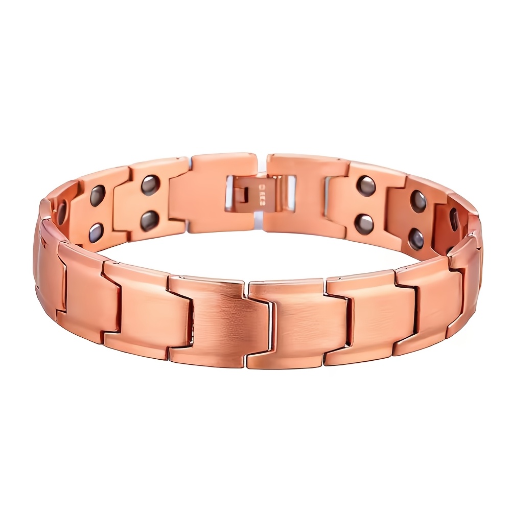 Image of Men's Pure Copper Magnetic Bracelet, Men's Bracelet Design, Fashionable Copper Jewelry Gift, With A Sizing Tool, Suitable For Any Occasion