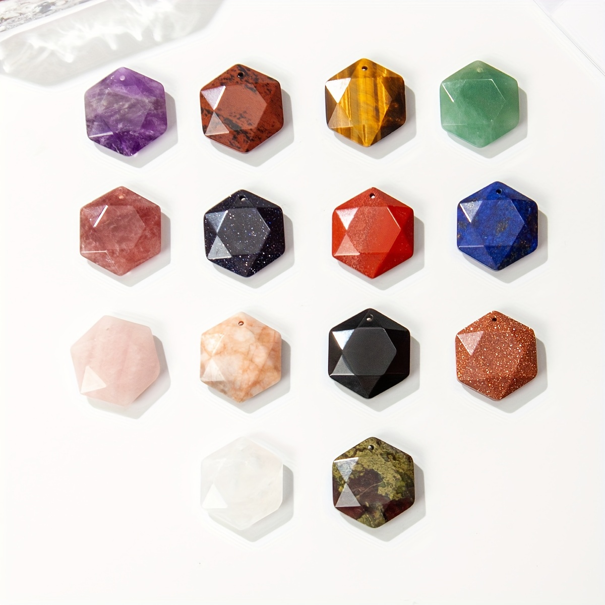 Natural Stone Hexagon Star Large Satellite Hexagon Pendant for Jewelry Making