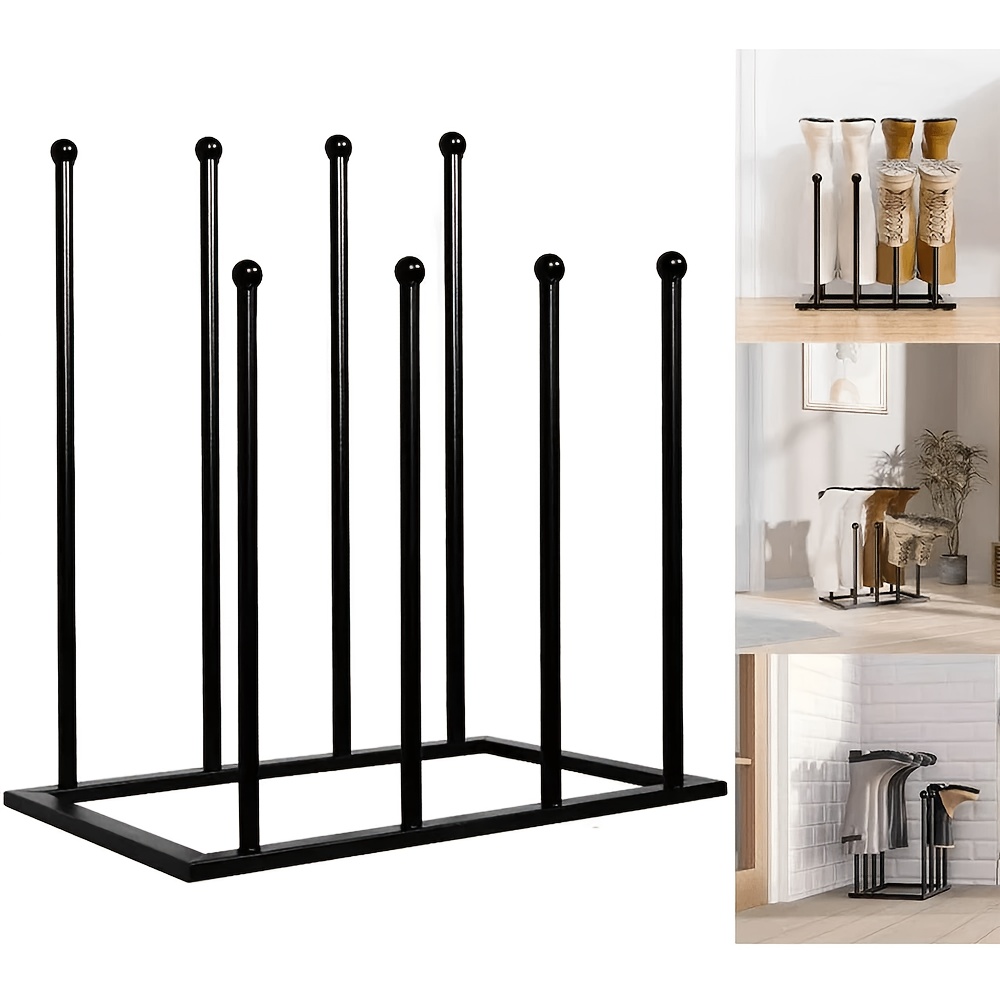 TEMU 4 Pairs Metal Boot Stand Rack Indoor Outdoor Boots Storage Holder Organizer Black
