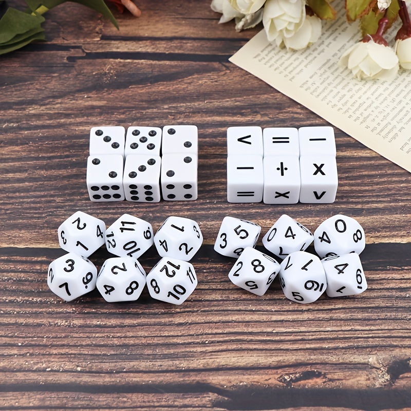 

24-piece Educational Dice Set With Math & Numbers - Acrylic Dice For Teaching, Drinking Games, And , Suitable For 14+ (thanksgiving, Christmas, Halloween, New Year)