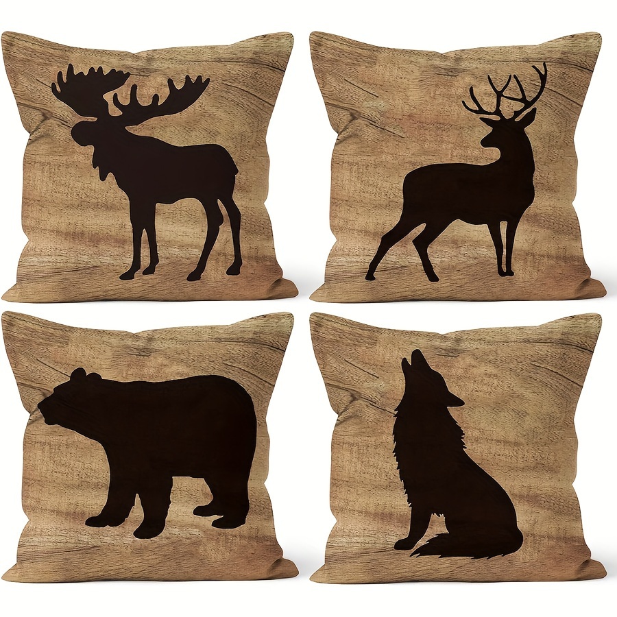 TEMU Set pezzi, Decorazioni per chalet di legno, Copricuscini per chalet, Copricuscini decorativi per chalet con orso, , e , Chalet nel per decorare