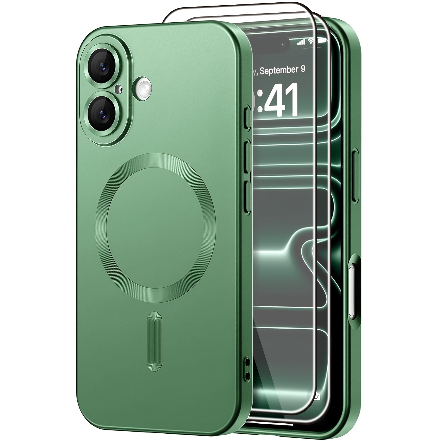 TEMU Phone Case - 3pcs [1 Phone Case With 2 Protectors] New Magnetic Matte Solid Color Phone Case Suitable For Iphone 17 Pro Max 17 17e 17 16e 16 Pro