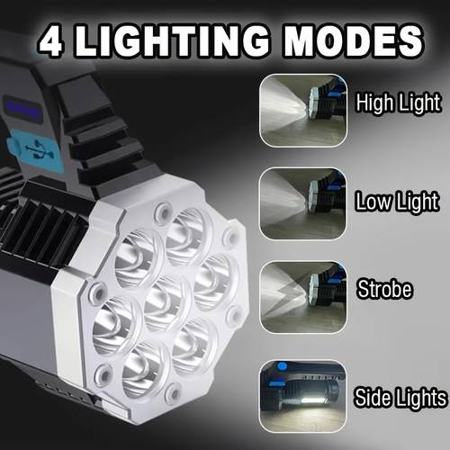 1pc high led flashlights cob led powerful usb rechargeable torch handheld portable outdoor lamp built in battery