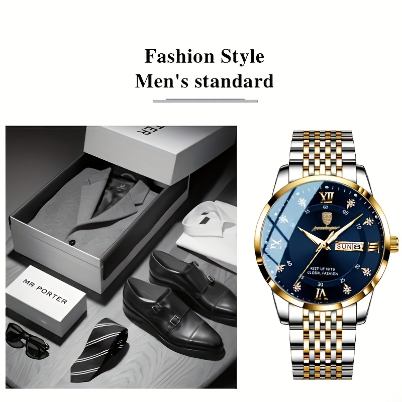 mens luxury casual waterproof luminous calendar round pointer quartz watch Product details 3