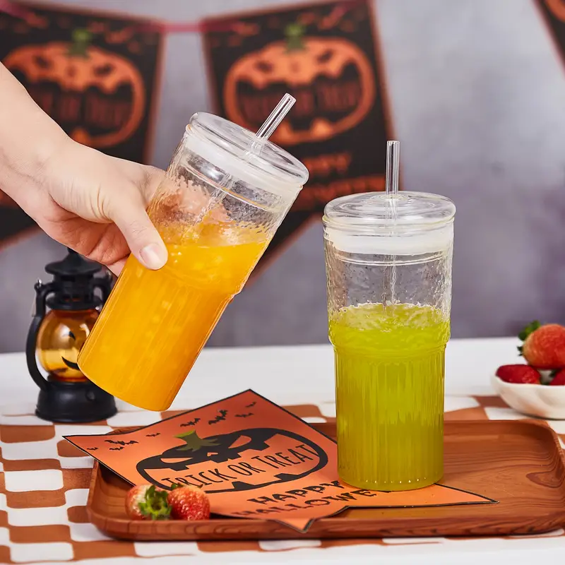 2 glasses 650 ml 22 2 oz with lid and straw iced coffee smoothies and travel reusable and ideal gift for women christmas gift Product details 1