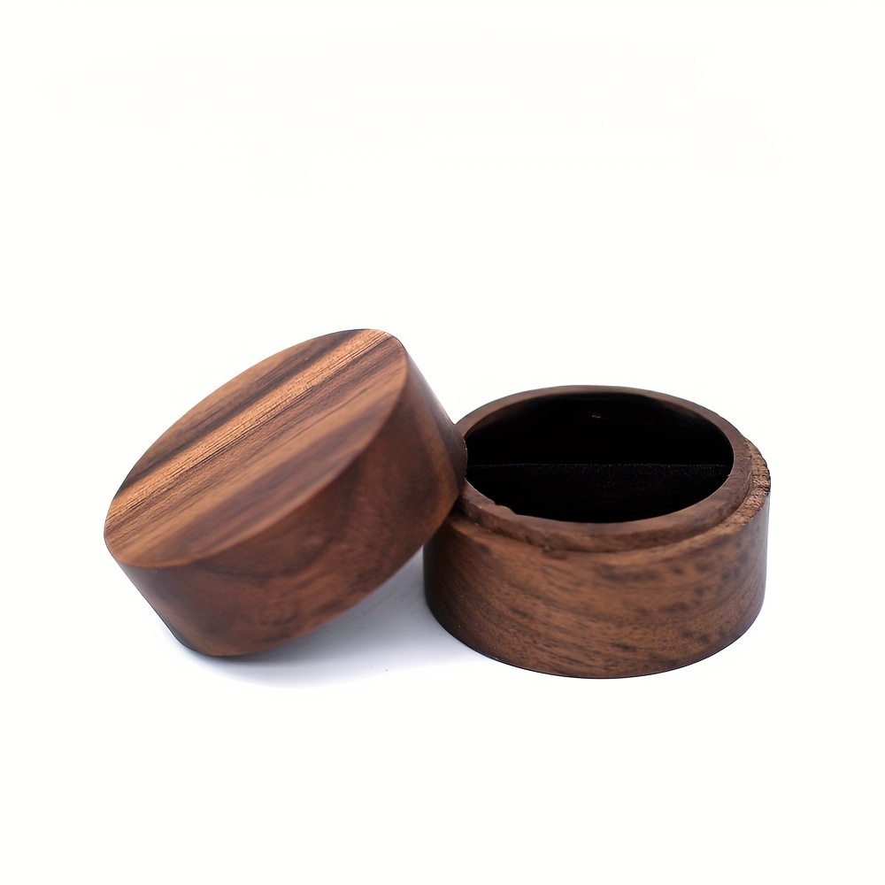 TEMU Elegant Vintage Round Wooden Jewelry Box With Viewing Window - Rings & Earrings, Fabric-lined, Tabletop Storage Organizer, Jewelry Gift Box, Jewelry Boxes