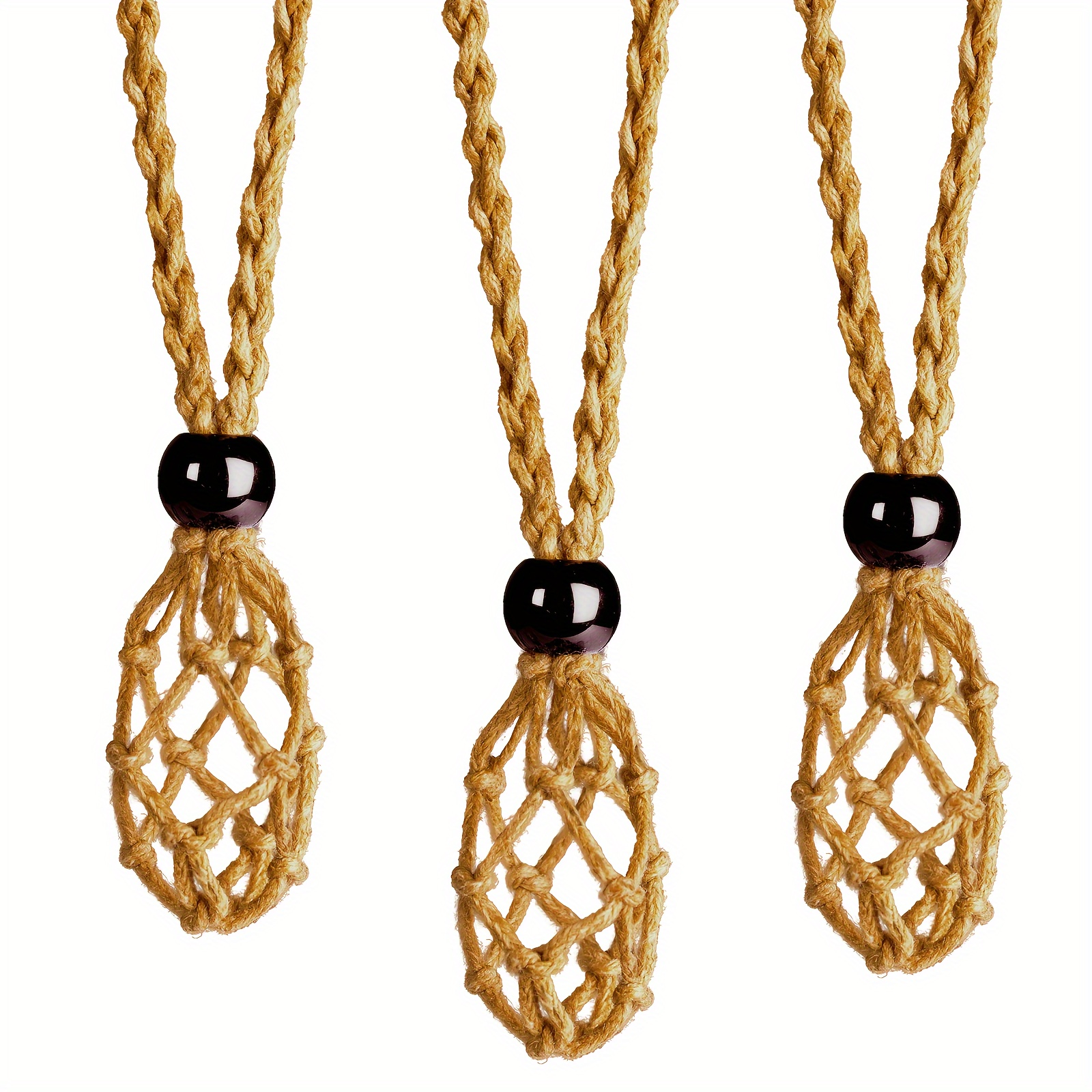 3pcs Crystal Cage Necklace Holder Cord with Adjustable Length
