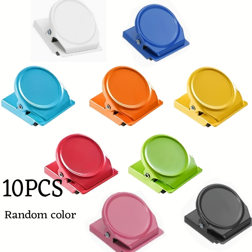 TEMU 10pcs Set Of Heavy-duty Magnetic Office And Refrigerator Clips - Dopamine-colored Document Organizers, Suitable For Home And Kitchen, Cute