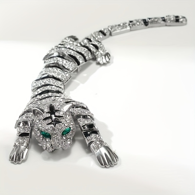 TEMU 1pc Large Rhinestone Tiger Brooch, Suitable For Hanging On The Shoulder, Elegant And Domineering Novelty, Used For Clothing Decoration, Enhance