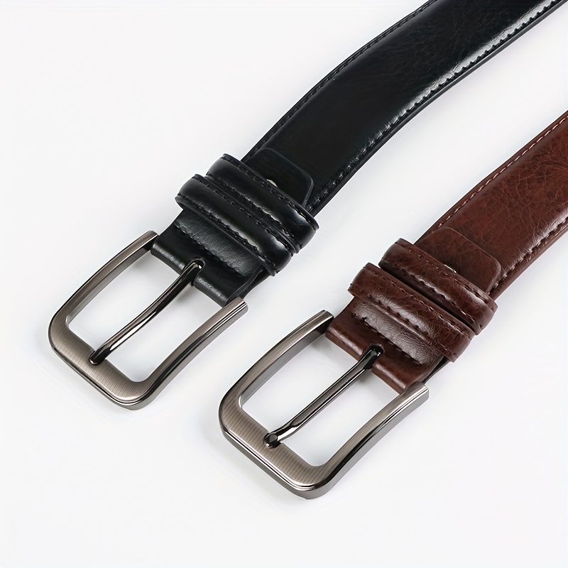 Set of 2 Men's Genuine Leather Ratchet Belts with Adjustable Buckles, Fits Waist Sizes 32"-44" for Business and Casual Wear