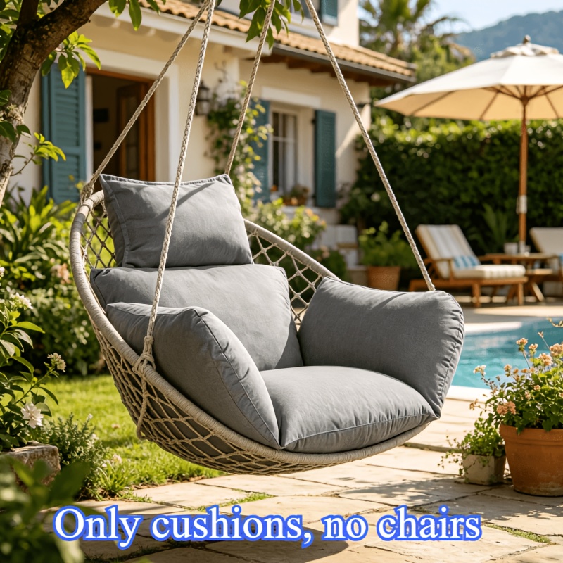 Plush Thick Replacement Cushion for Hanging Egg Chair, Foldable Outdoor Basket Swing Seat with Headrest, Ideal for Patio Garden Hammock Chair