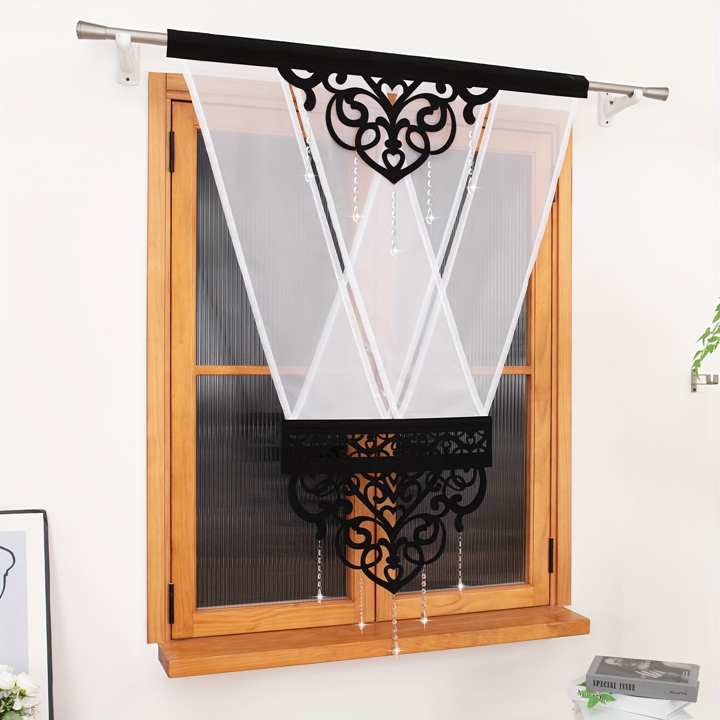 E-shop FLYING 1 Set 120Cm X 160Cm Romantische Transparente Vorhänge mit Quaste, Multi-Raum Universal Feiertagsdeko Schleier