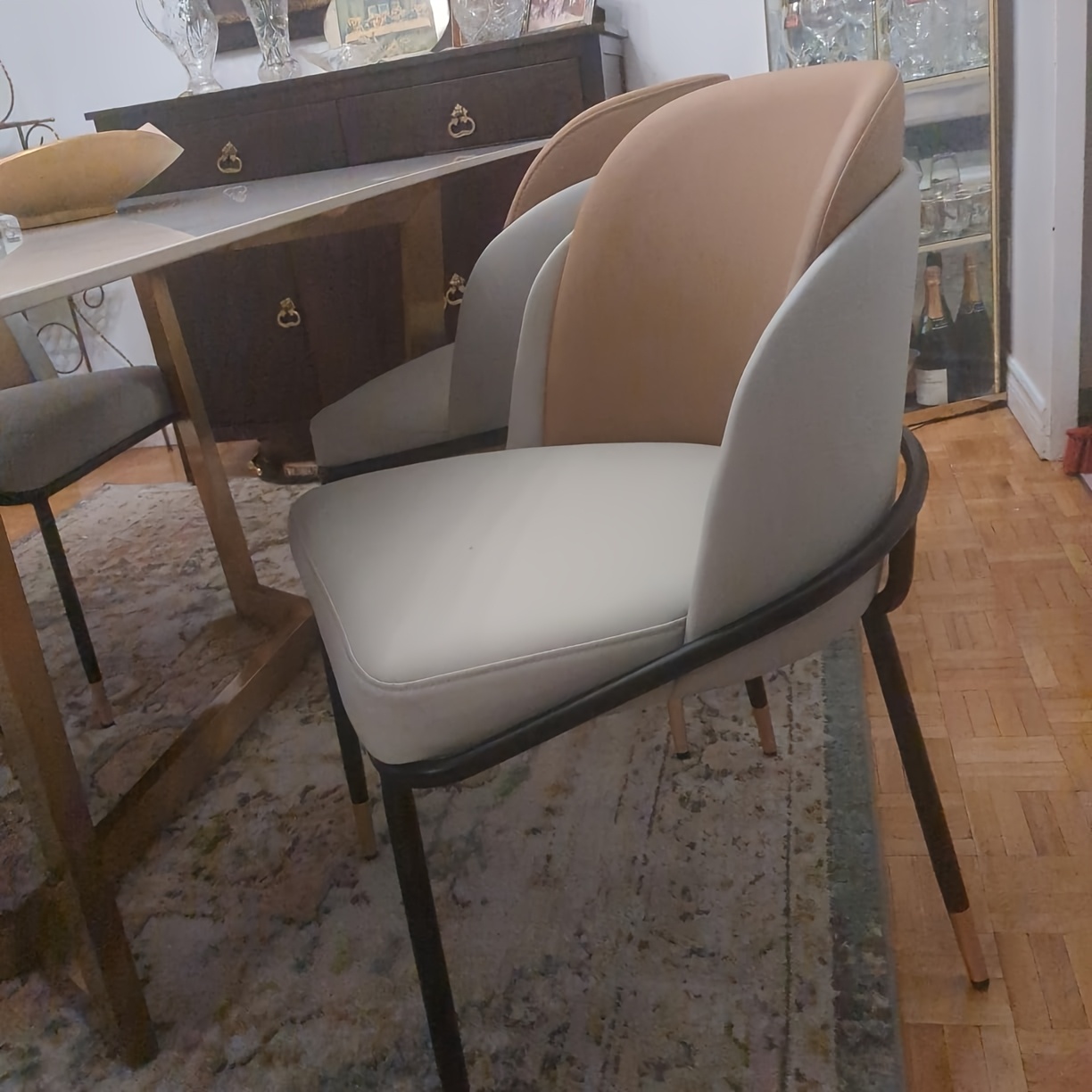 Aesome Set Of 2 Modern Dining Chair - Scratch-resistant Leather, Breathable High-density Seat, Sturdy Frame, Easy-clean