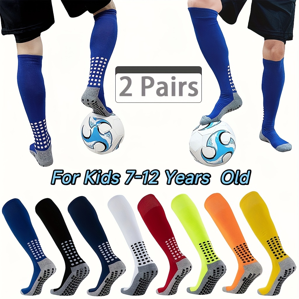 

2 Pairs Of Boy's Knee High Sport Socks, Sweat-absorbing Comfy Breathable Socks For Kids Basketball Football Training, Running Outdoor Activities