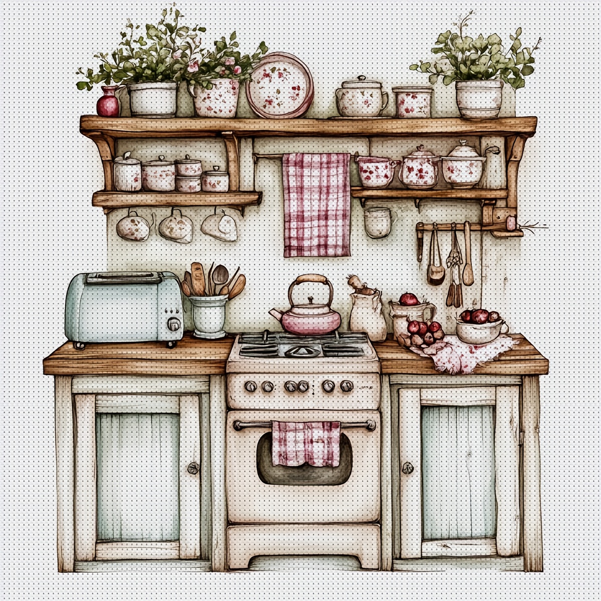 TEMU Jozysh 1 Set 30x30cm-11.8x11.8inch/40x40cm-15.7x15.7inch Frameless 11ct/14ct Printed Fabric Cross Stitch Diy Kit, House, Relaxing Diy Embroidery