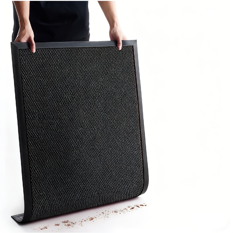 TEMU Heavy-duty Pvc Door Mat Suitable For Indoor/outdoor Use - Dirt-trapping Grid With Backing, Machine Washable Entrance Suitable For Lobbies,