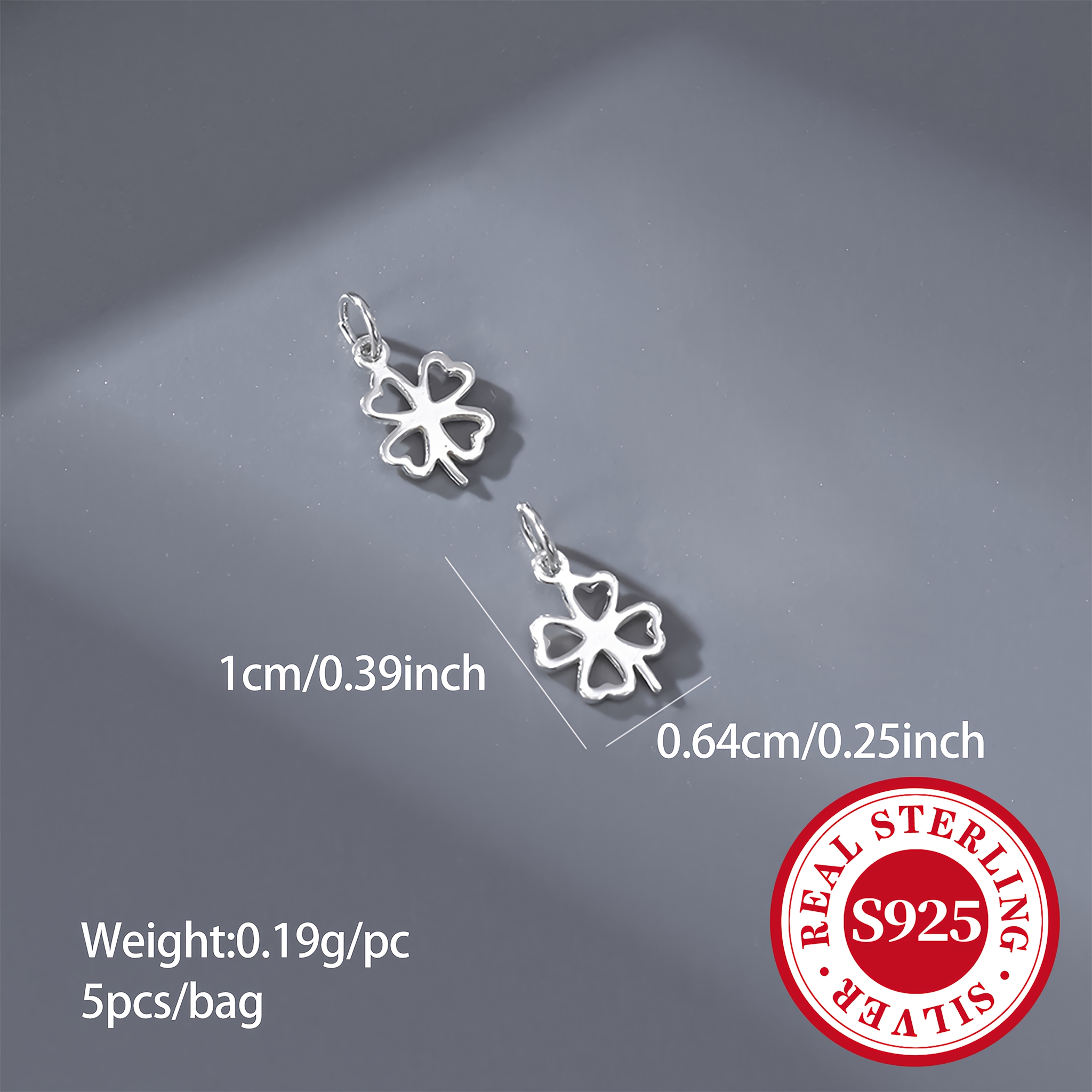 Image of 5pcs S925 Sterling Silvery Hollow Pendant, Handmade Diy Beading Material For Bracelet Accessories