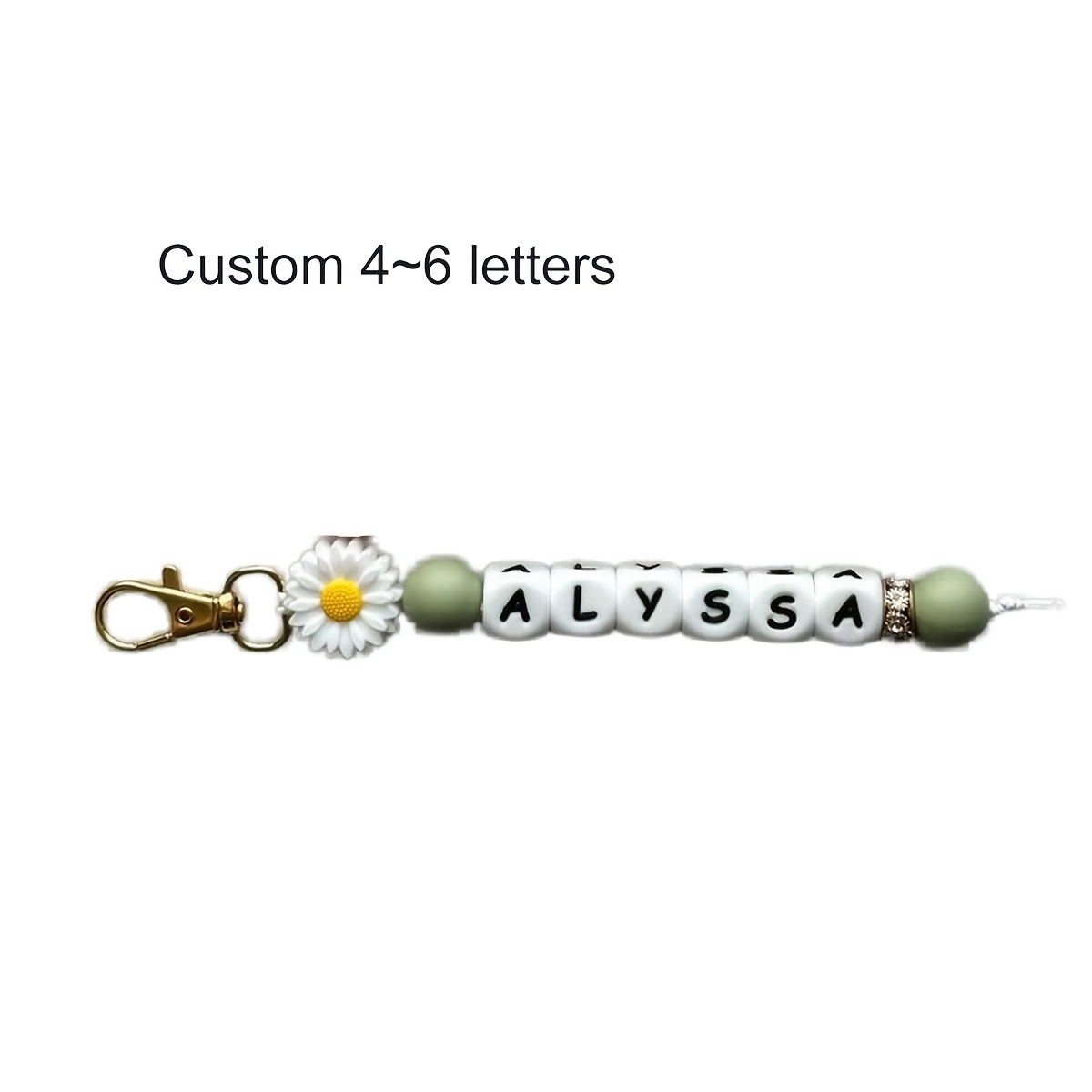 [customization] 1pc Customized Daisy Silicone Keychain, Personalized Name , Commemorative Gift New Year Gift (customizable 1-3/4-6/7-9/10-12 Characters)