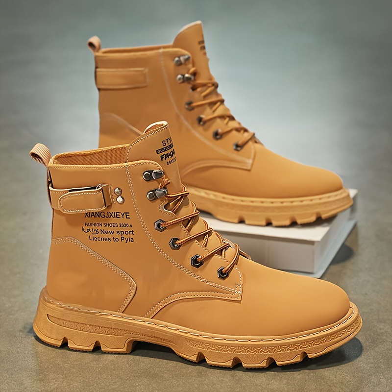 mens high top work boots breathable retro british style Temu