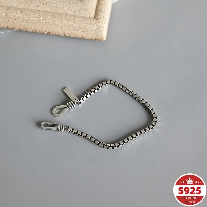 TEMU 1pc S925 Pure Silvery Minimalist Bracelet, Suitable For Daily Wear, Birthday Gift, Special Occasions, Fashionable, Durable, Low Allergy Jewelry