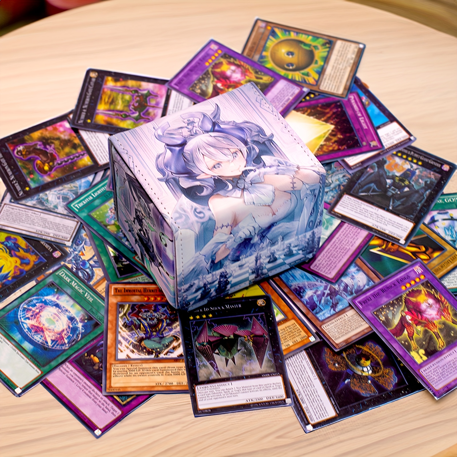 Gothic Anime Deck Box for YuGiOh, BaoA, Qu - Fits 150+ Single Sleeved *  Cards, Magnetic Closure, Trading Card Storage Case