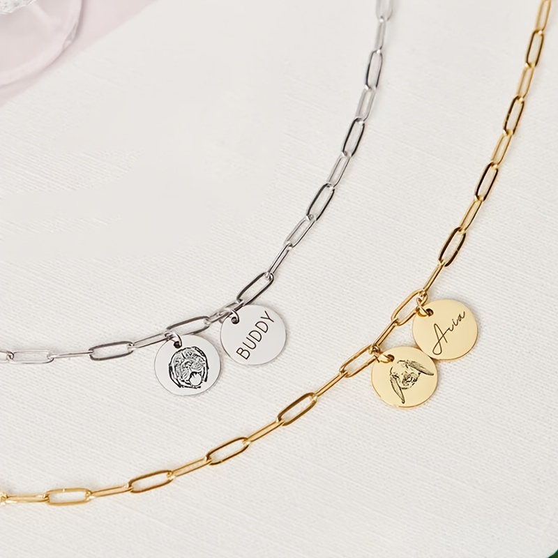 personlig pappersklämma halsband dubbelcirkelhänge graverat - Temu Sweden