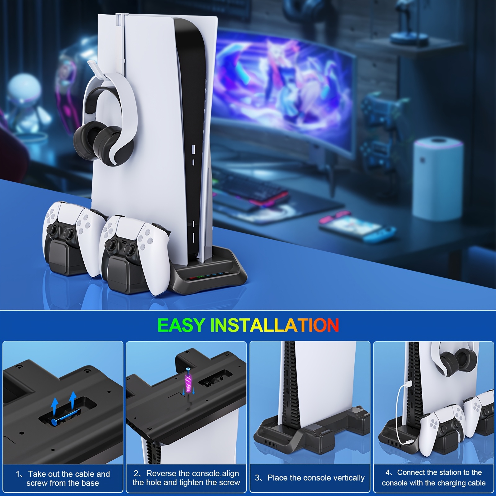 Cooling Stand for PS5 Console, Charging Stand Accessory