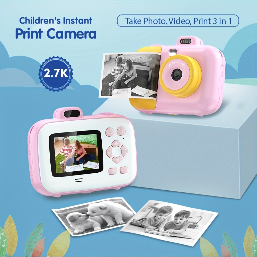 Cámara digital para niños, cámara instantánea para niños y niñas de 3 a 12  años con pantalla de 2.4 pulgadas, cámara de video HD de 1600 W + 1080P con