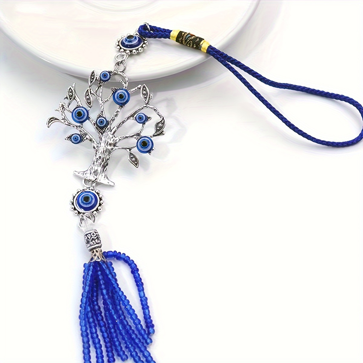 1pc Blue Turkey Tree Beads Tassel Tassel Car Pendant Pendant Ornament Decoration Hanger Ornament