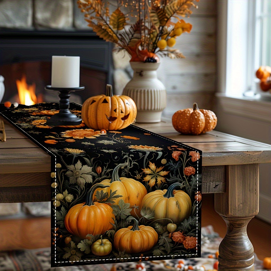 

Pumpkin Polyester Table Runner - Woven Rectangular Table Linen For Home Dining, Restaurant Decor, Room Accent, And Holiday Parties