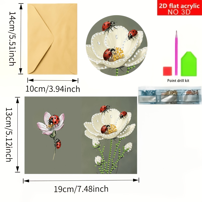 TEMU 6pcs 6pcs Floral Diamond Painting Greeting Card Set Suitable For Birthdays, Christmas, Thanksgiving - Handmade Diy Craft With Round/irregular